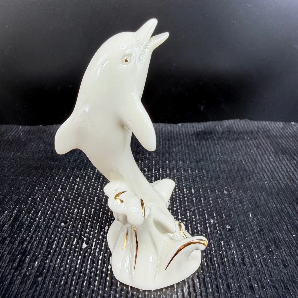 Lenox‎ Dolphin Figurine Ivory China Gold Trim Handcrafted Nautical Decor 4 Inch